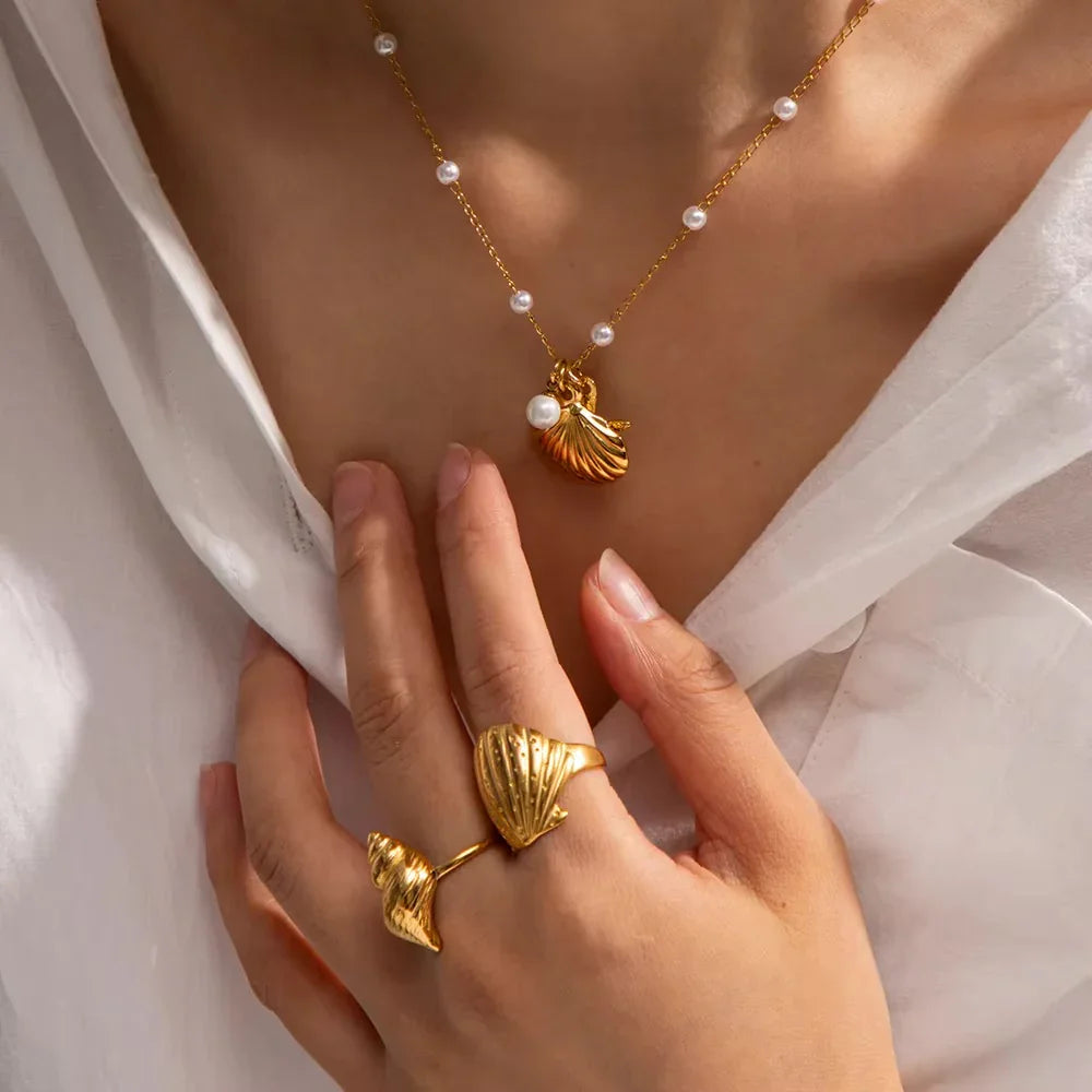 [Echo Fine]Aloha Gold Seashell Ring