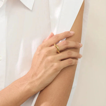 [Echo Fine]Lunaria Gold Wave Ring