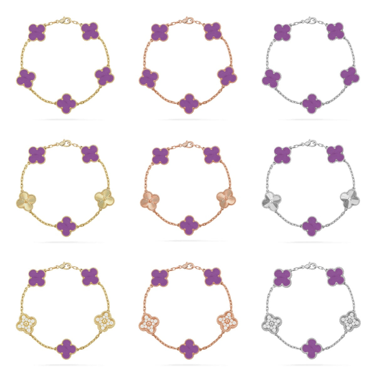 [ECHO ] CLOVER 5 MOTIF VIOLET BRACELET COLLECTION