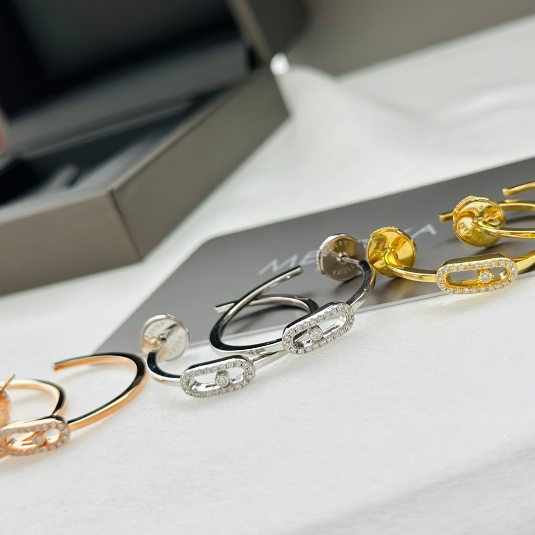[ECHO]CREOLES MOVE UNO PM DIAMOND EARRINGS