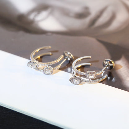 [ECHO]CREOLES MY TWIN 2 RANGS SILVER DIAMOND EARRINGS