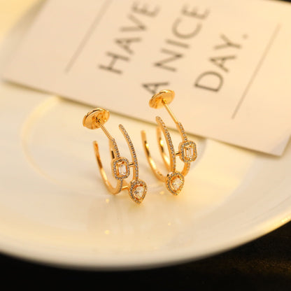 [ECHO]CREOLES MY TWIN 2 RANGS SILVER DIAMOND EARRINGS