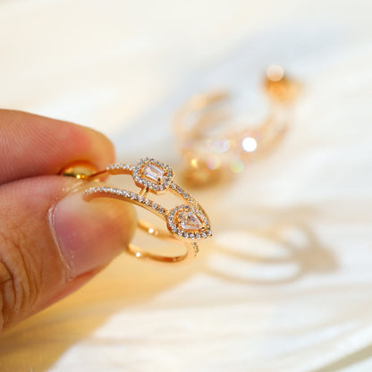 [ECHO]CREOLES MY TWIN 2 RANGS SILVER DIAMOND EARRINGS