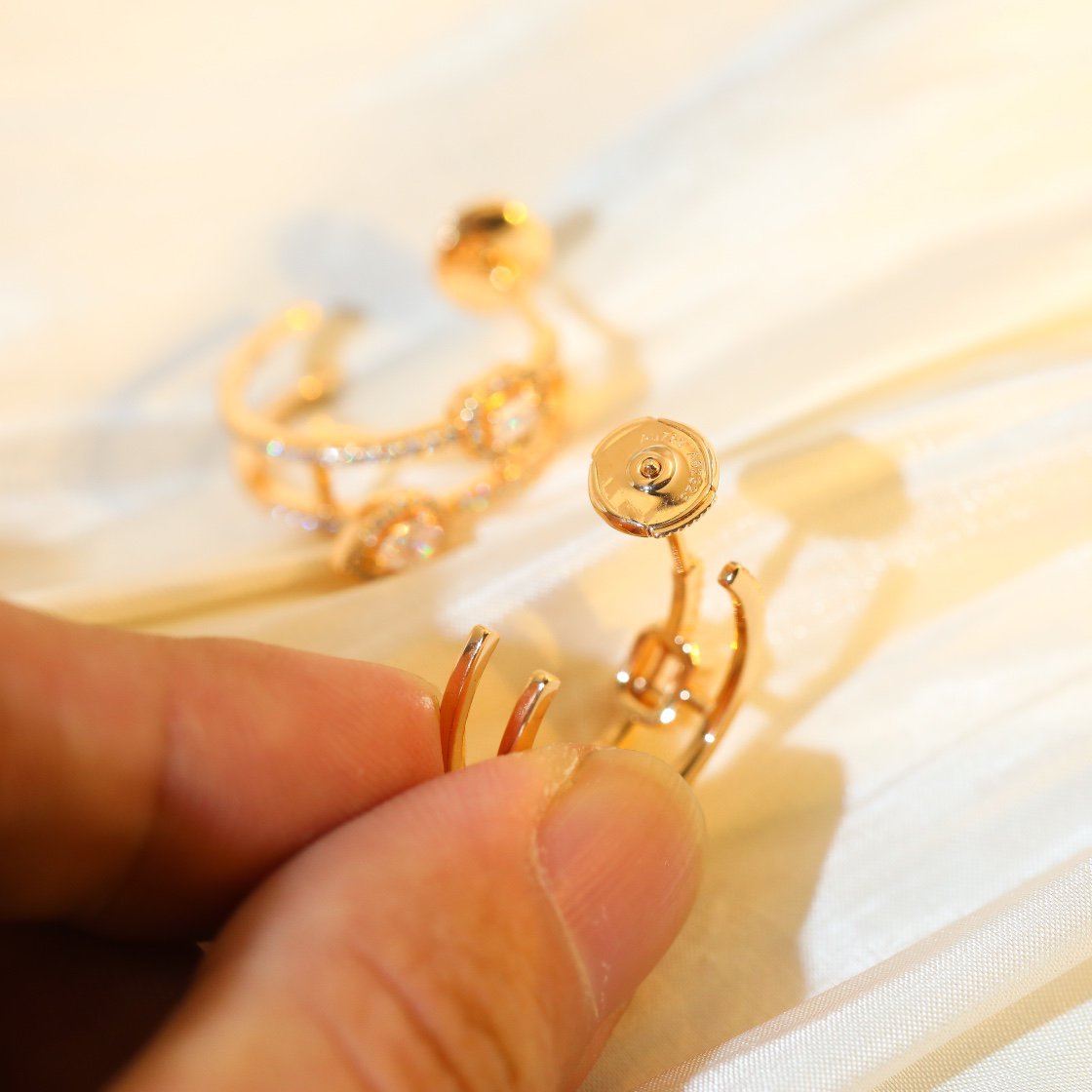 [ECHO]CREOLES MY TWIN 2 RANGS SILVER DIAMOND EARRINGS