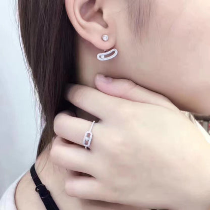 [ECHO]MOVE UNO SILVER DIAMOND EARRINGS