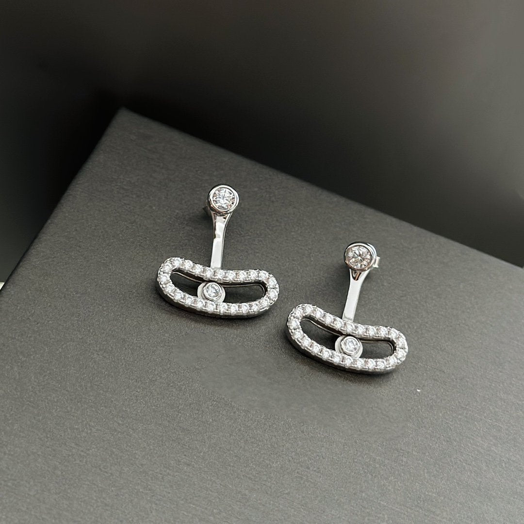 [ECHO]MOVE UNO SILVER DIAMOND EARRINGS