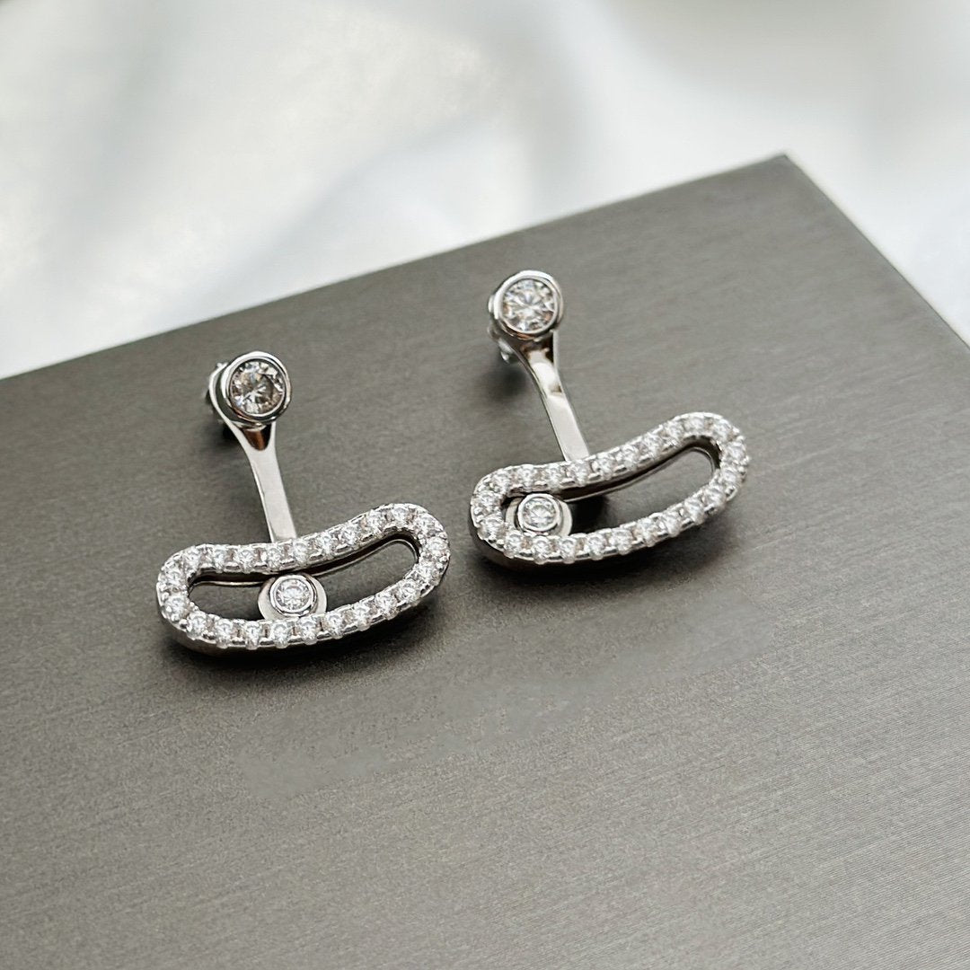 [ECHO]MOVE UNO SILVER DIAMOND EARRINGS