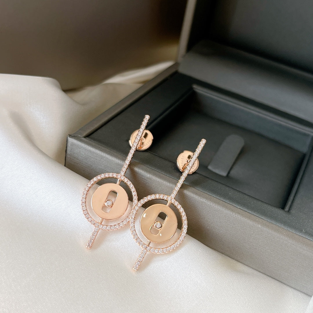 [ECHO]LUCKY MOVE ARROW PINK GOLD DIAMOND EARRINGS