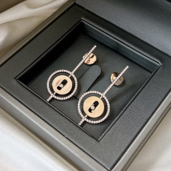 [ECHO]LUCKY MOVE ARROW PINK GOLD DIAMOND EARRINGS