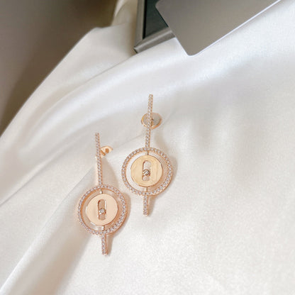 [ECHO]LUCKY MOVE ARROW PINK GOLD DIAMOND EARRINGS