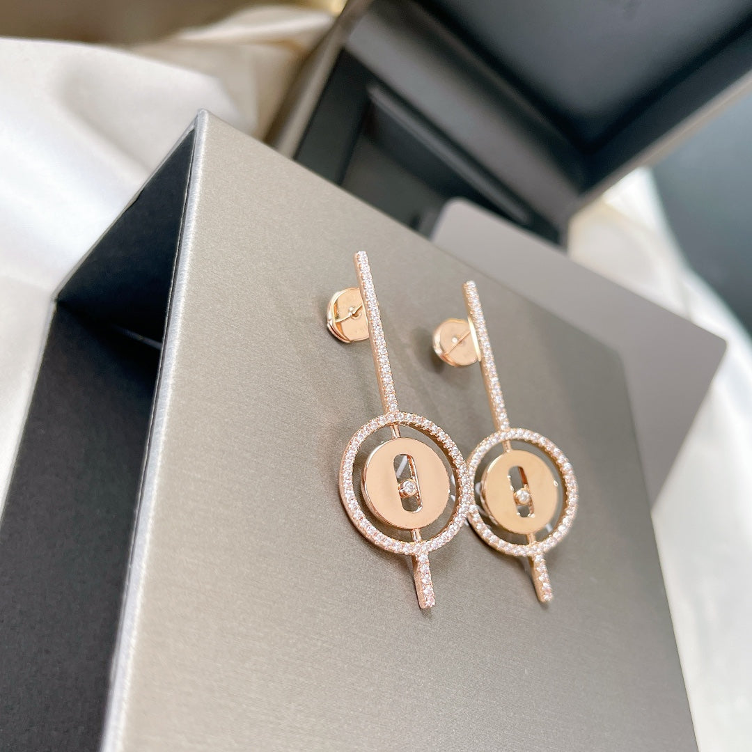 [ECHO]LUCKY MOVE ARROW PINK GOLD DIAMOND EARRINGS