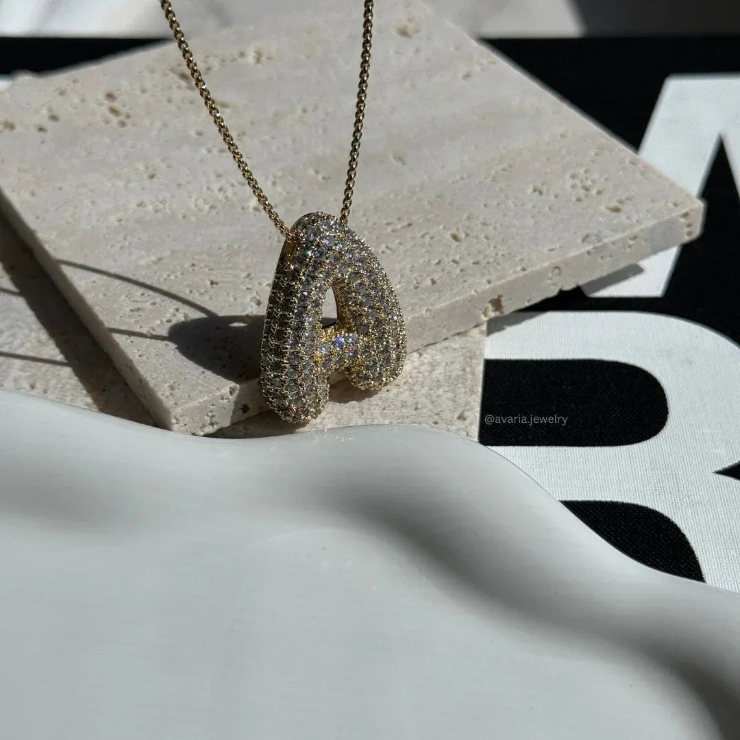 [Echo Fine]Bubble Initial Diamond Necklace