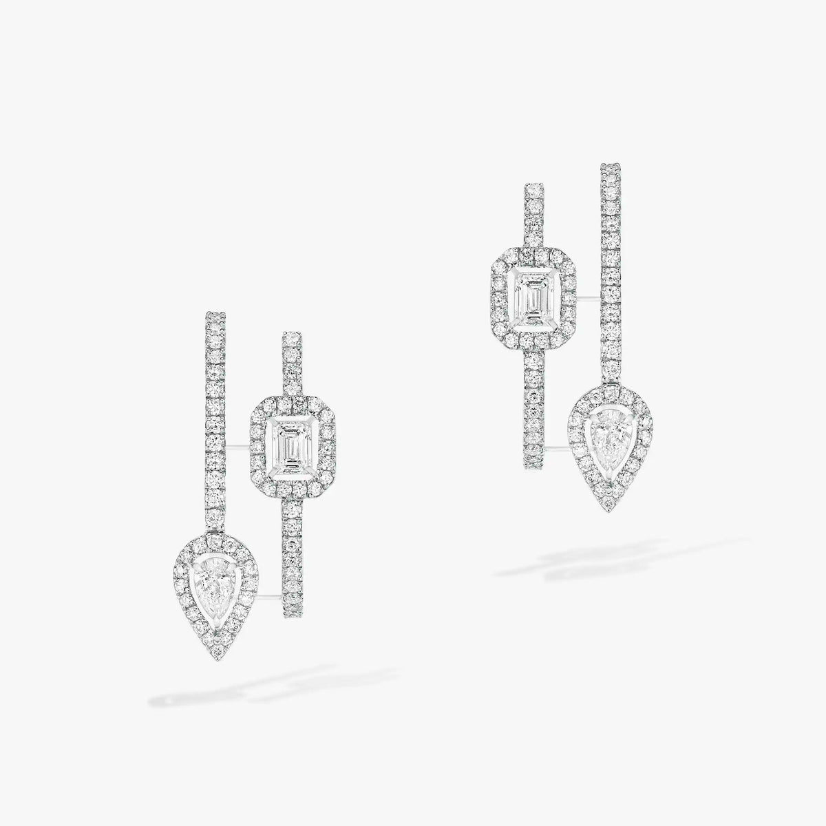 [ECHO]CREOLES MY TWIN 2 RANGS SILVER DIAMOND EARRINGS
