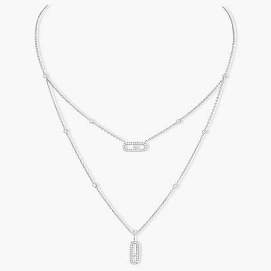 [ECHO]MOVE 2 ROW DIAMOND NECKLACE
