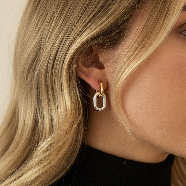[Echo Fine]Pippa Two Tone Double Hoops