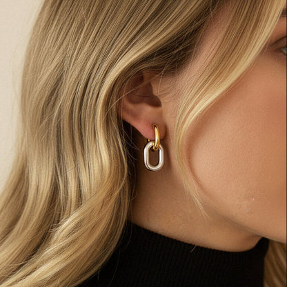 [Echo Fine]Pippa Two Tone Double Hoops