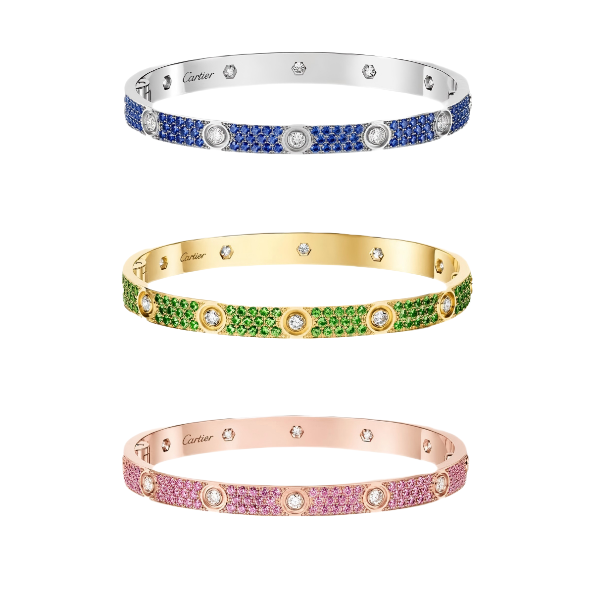[ECHO]2026 PAVE GEMSTONE LOVE BRACELET 6.1MM 10 DIAMONDS