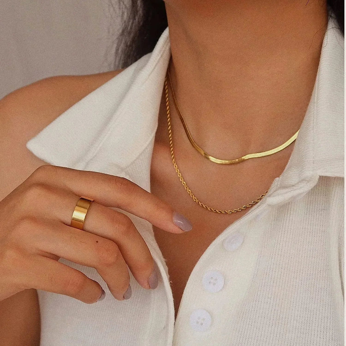[Echo Fine]Hailey Layered Gold Chain Necklace