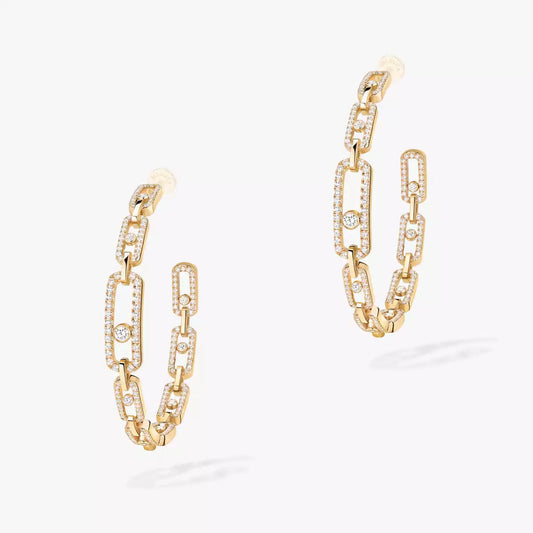 [[ECHO]Move Link Diamond Hoop Earrings