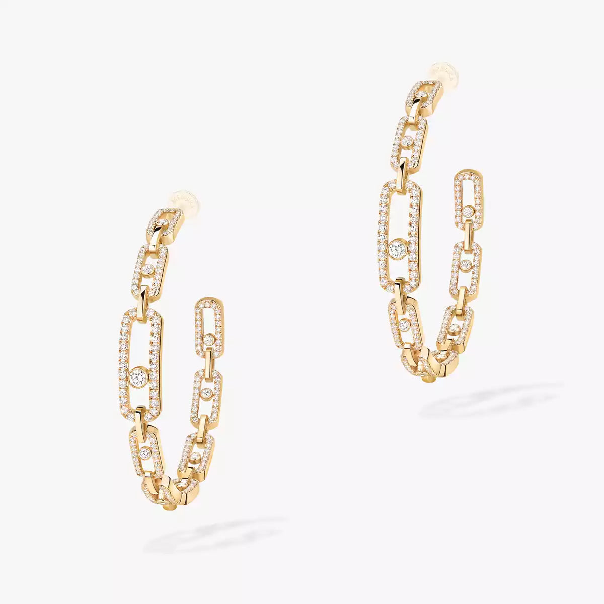 [[ECHO]Move Link Diamond Hoop Earrings