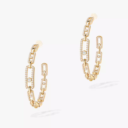 [[ECHO]Move Link Diamond Hoop Earrings