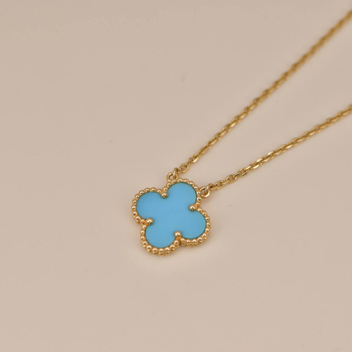 [ECHO ]CLOVER 15MM VINTAGE TURQUOISE NECKLACE
