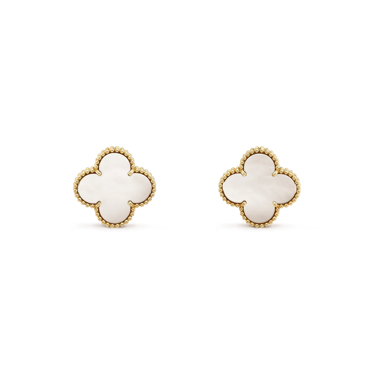 [ECHO ]CLOVER MEDIUM 1 MOTIFS  WHITE MOP STUD EARRINGS